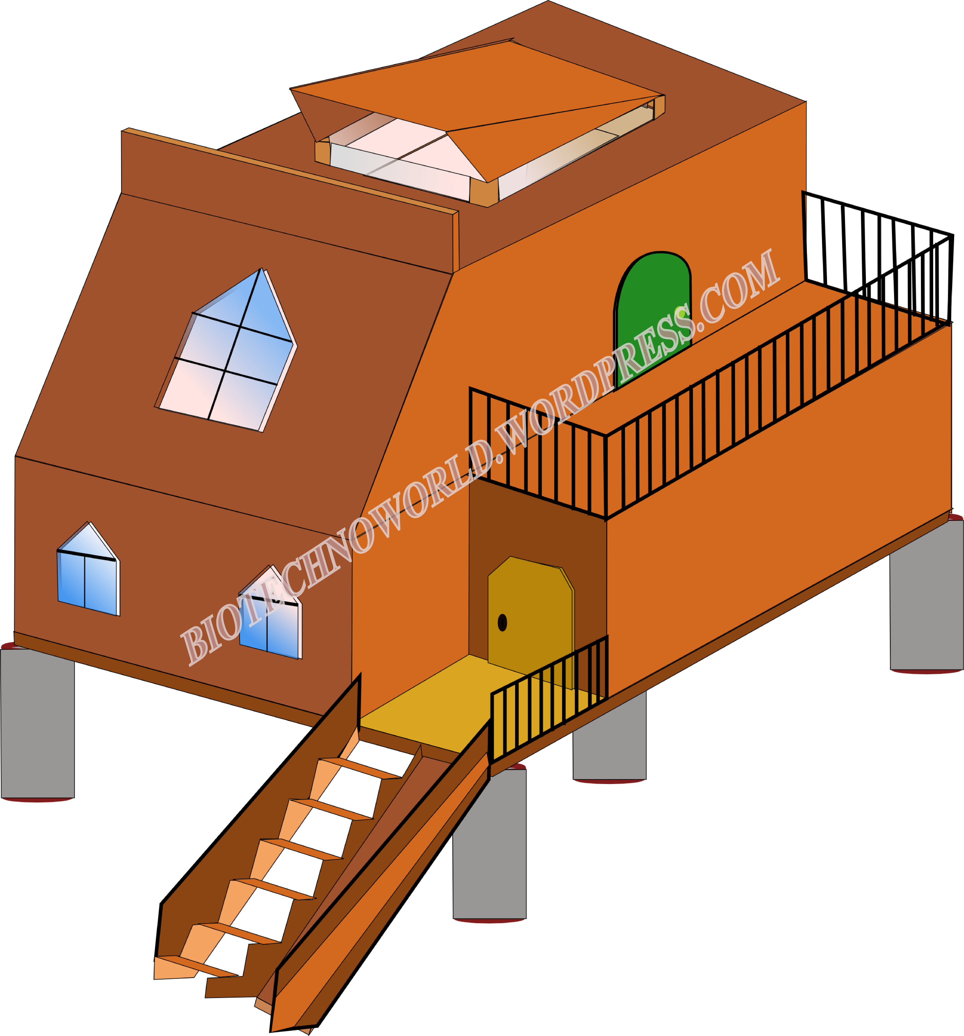 Sketsa  Rumah  Kayu  Panggung Biotechnoworld